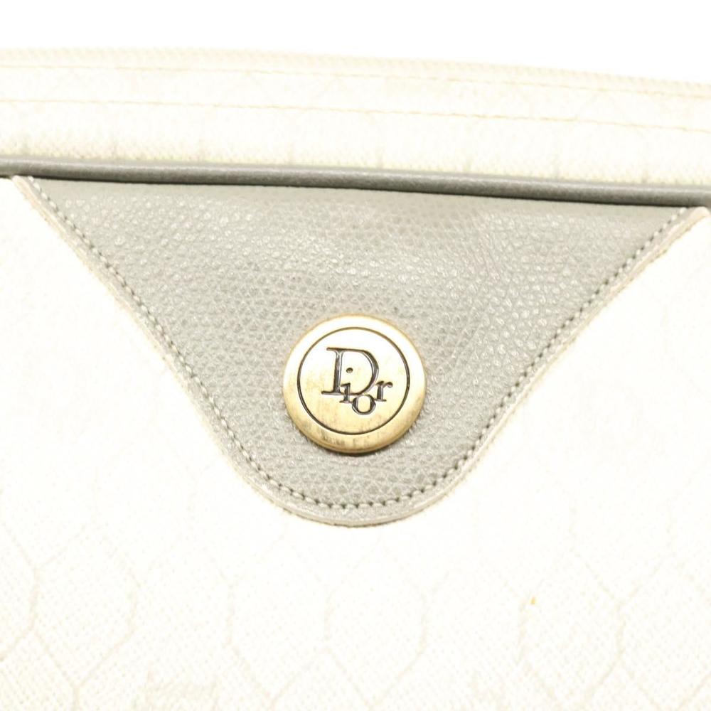 Christian Dior Honeycomb Canvas Shoulder Bag PVC White Gold Auth sw752 - Picture 15 of 16